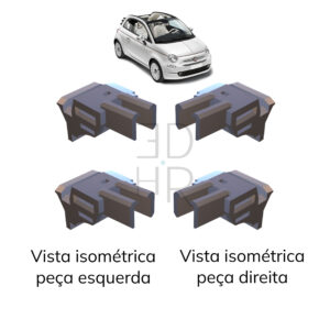 Fiat 500 Cabriolet - Kit 4x Arrastes guia barra Capota